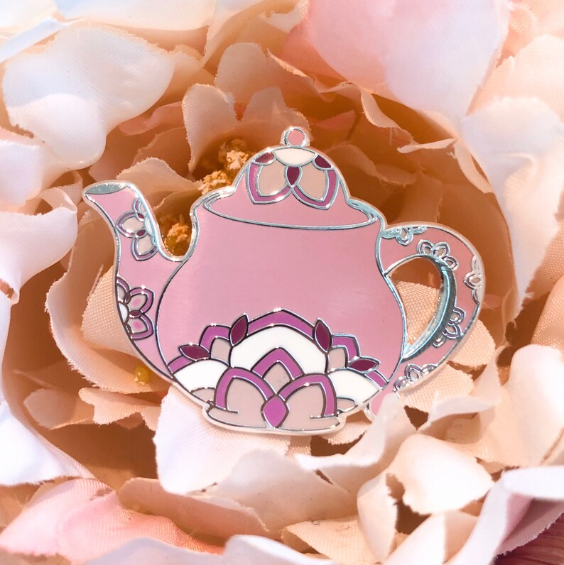 Teapot Floral Mandala Enamel Pin Lotus Mandala Design Flower Mandala Pin Teapot Pin Boho Pin zdjęcie 2