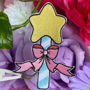 Star Wand Iron On Patch Magical Girl Embroidery Patch Kawaii Accessories image 1
