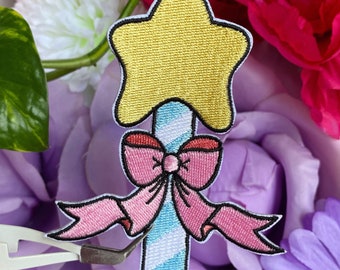 Star Wand Iron On Patch - Magical Girl Embroidery Patch - Kawaii Accessories