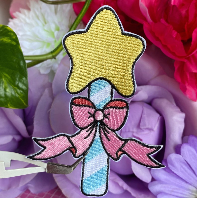 Star Wand Iron On Patch Magical Girl Embroidery Patch Kawaii Accessories image 1