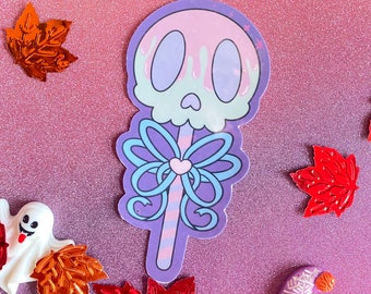 Skull Wand Sticker - Pastel Kawaii Halloween - Spooky Creepy Cute - Skull Candy Lollipop Wand