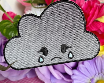 Rain Cloud Iron On Patch - Embroidery Patch