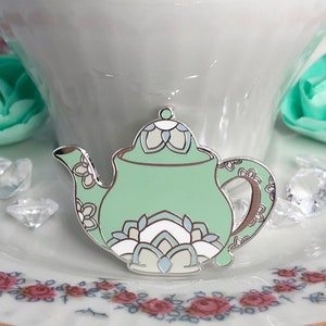 Teapot Floral Mandala Enamel Pin Lotus Mandala Design Flower Mandala Pin Teapot Pin Boho Pin zdjęcie 3