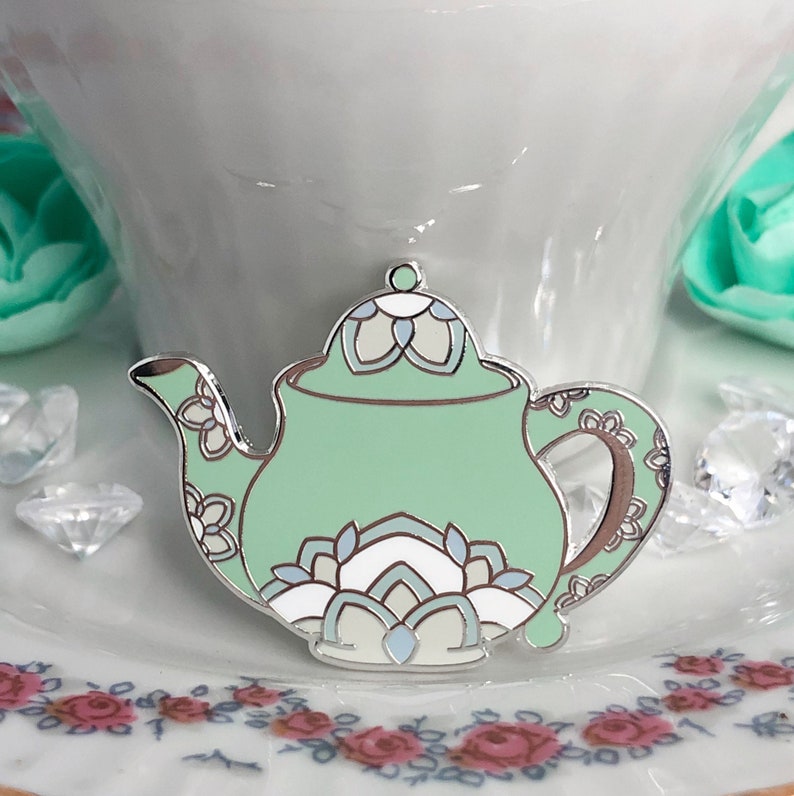 Teapot Floral Mandala Enamel Pin Lotus Mandala Design Flower Mandala Pin Teapot Pin Boho Pin zdjęcie 3