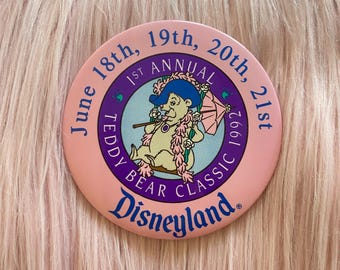 Vintage 1992 Disneyland 1st Annual Teddy Bear Classic Pinback Button