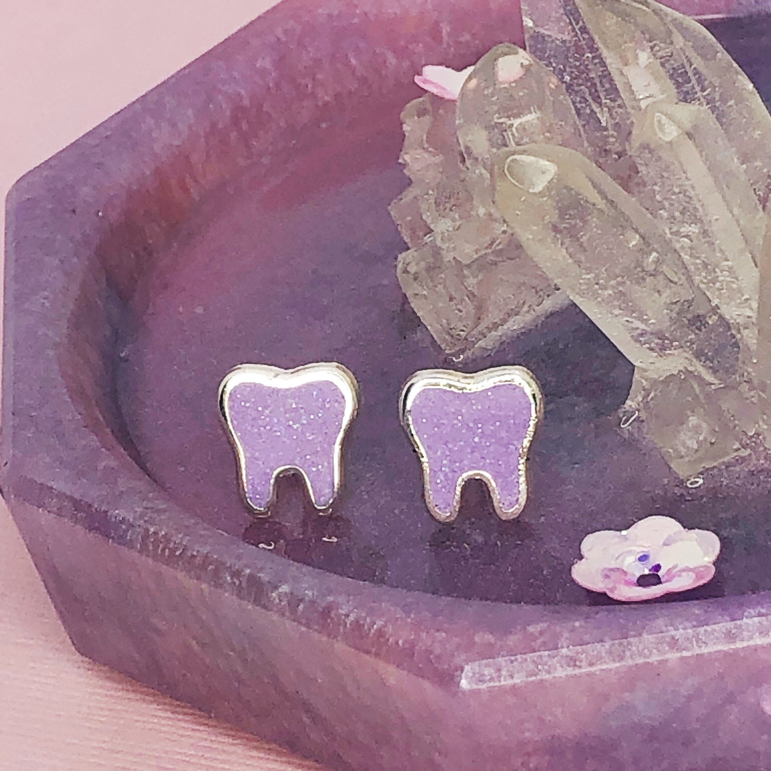 Glitter Tooth Earrings Tooth Jewelry Dental Graduation Etsy