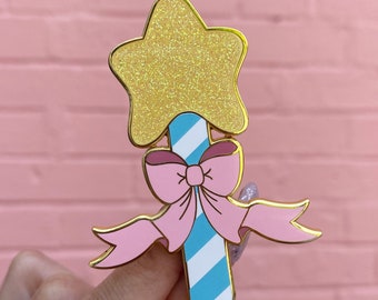 Star Wand Enamel Pin - Magical Girl Lapel Flair - Kawaii Accessories