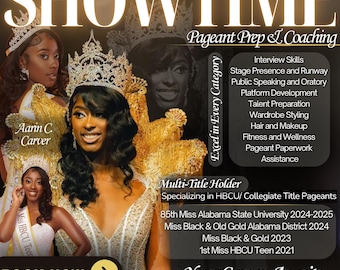 Editable Showtime Pageant Prep & Coaching Flyer for HBCU Titles – Custom Business Branding Template