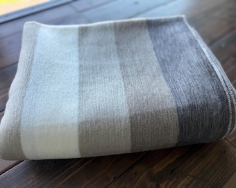 Alpaca Blanket Throw Striped beige Alpaca Wool Twin new blue gray green