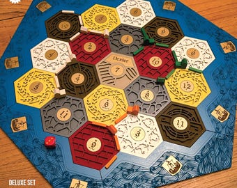 Tablero de juego de los Colonos en alto relieve personalizado: Juego de Catan de madera 3D de lujo