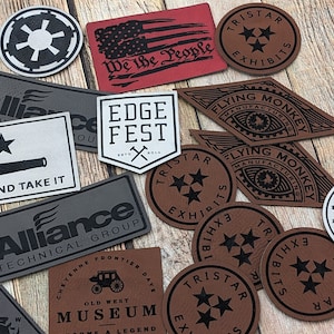 Custom Leatherette Iron-On Patch: Personalized Logo, Message & Shapes