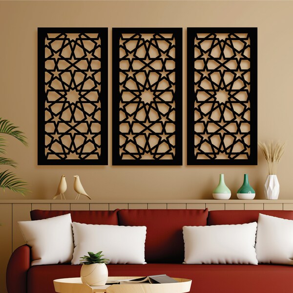 Moroccan lattice work, Arabesque wood wall art, Islamic decor, living room wall hanging, sacred geometry , Alhambra wall art, Mashrabiya Art