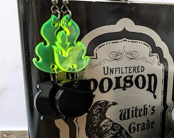Halloween Cauldron Dangle Earrings: Spooky Witch Jewelry