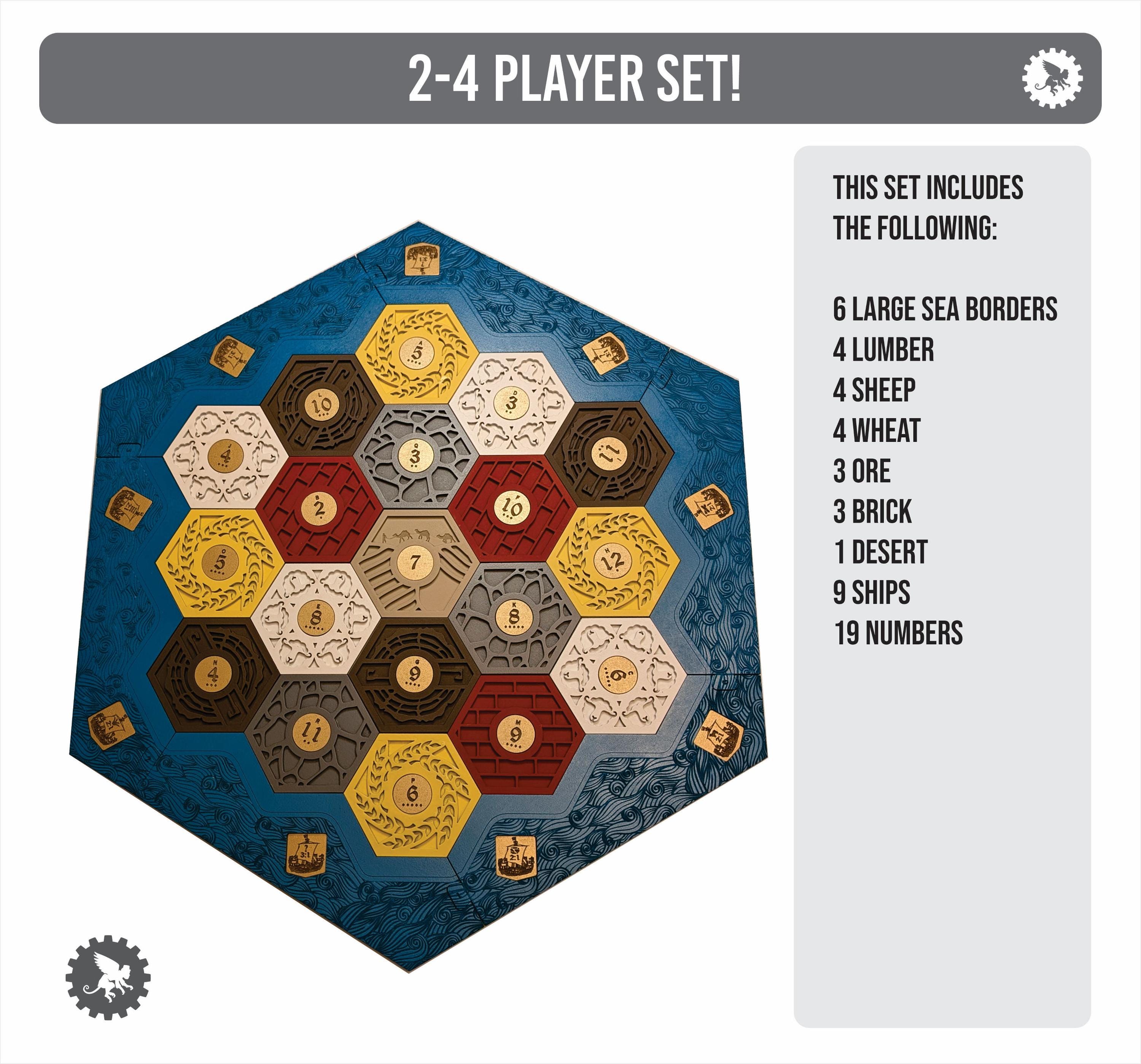 Custom High Relief Settlers Game Board: Deluxe 3D Catan Wood Set