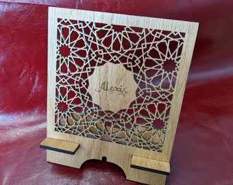 Soporte personalizado para teléfono y tableta con diseño arabesco: organizador de escritorio con entramado marroquí
