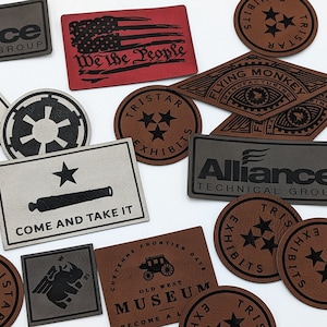 Custom Leatherette Iron-On Patch: Personalized Logo, Message & Shapes