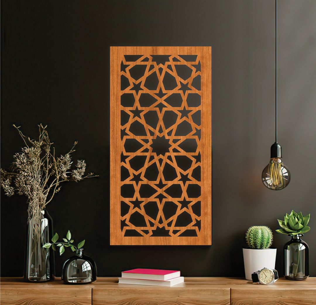 Moroccan Lattice Wood Wall Art: Arabesque Islamic Decor - Etsy