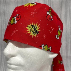Surgical/Scrub Cap with ties in back - The Grinch Print