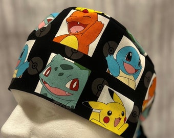 Surgical/Scrub Cap with ties in back - Classic Pokemon Print