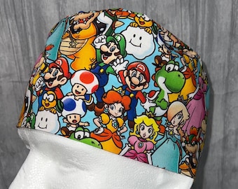 Surgical/Scrub Cap with ties in back - Nintendo Super Mario Bros Packed