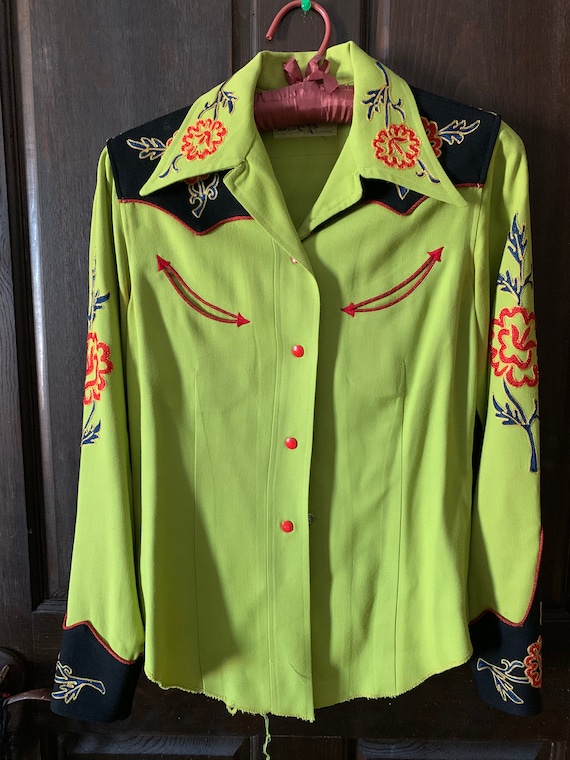 Vintage Wool Women’s Embroidered Western Shirt...S