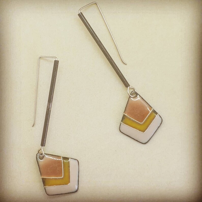 Enamelled diamond earrings