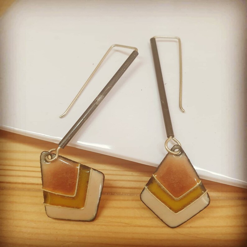 Enamelled diamond earrings