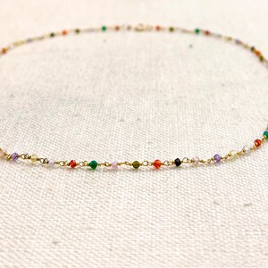 Gold plated sterling silver with many many colorful crystals necklace