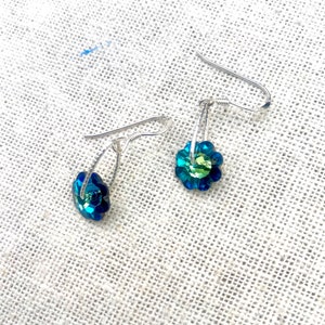 Sterling Silver geometric flower glass bead dangle earrings