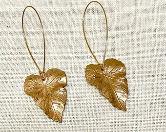 Heavenly Heart Golden Leaf fish hook Dangling Earrings