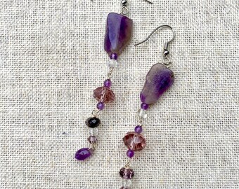 Amethyst Allure w/ Swarovski crystal Statement Earrings