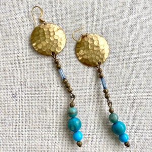 Vintage Crystal and beads with turquoise stone earrings