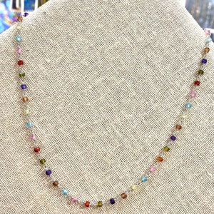 Sterling silver with many many colorful crystals necklace