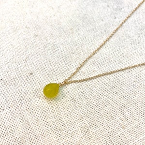 Retro Poppy Jade dainty Drop Pendant 14K Gold Chain Necklace