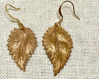 Golden Artisan Leaf fish hook Earrings