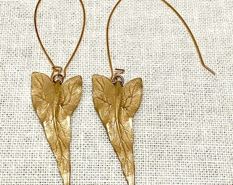 Floating Triangle Golden Leaf Fish Hook Earrings