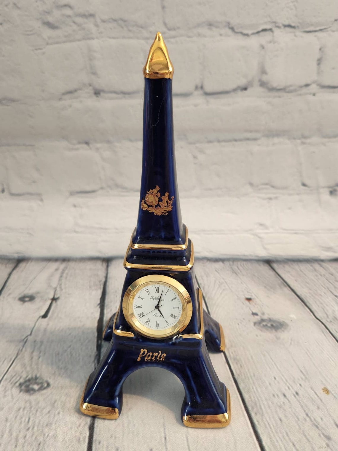 Limoges Eiffel Tower Clock Cobalt Blue With 22kt Gold Accents Etsy