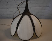 Beautiful Vintage White Slag Tulip Glass Lamp 6 Pieces of Glass