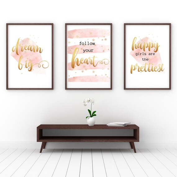 Girls Bedroom Accessories Blush Pink Wall Art Girl Room | Etsy