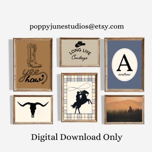 Cowboy Nursery Gallery Wall, Western Themed Bedroom, Vintage Wild West Nursery, Printable Gallery Art Wall, Classic Cowboy Nursery, Playroom