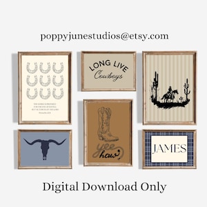 Cowboy Nursery Gallery Wall, Western Themed Bedroom, Vintage Wild West Nursery, Printable Gallery Art Wall, Classic Cowboy Nursery, Playroom