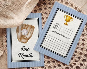 Sports Baby Milestone Cards, Monthly Photo Props,  Baby Book Memory Journal, Printable 5x7