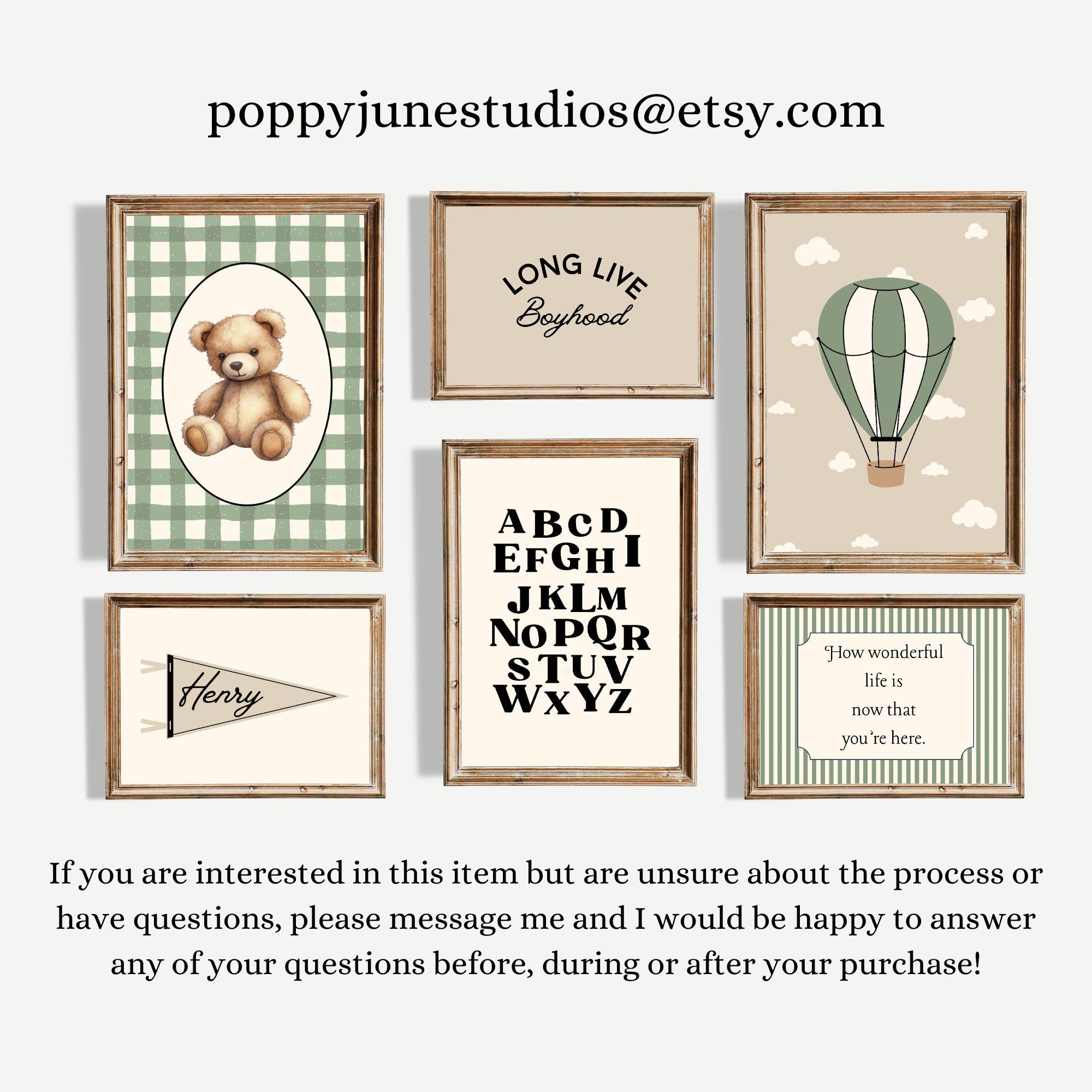 Boy Bear Nursery Gallery Wall, Bear Themed Bedroom, Vintage Teddy Bear ...