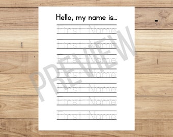 Printable Name Tracing Worksheets Custom Handwriting Practice - Etsy
