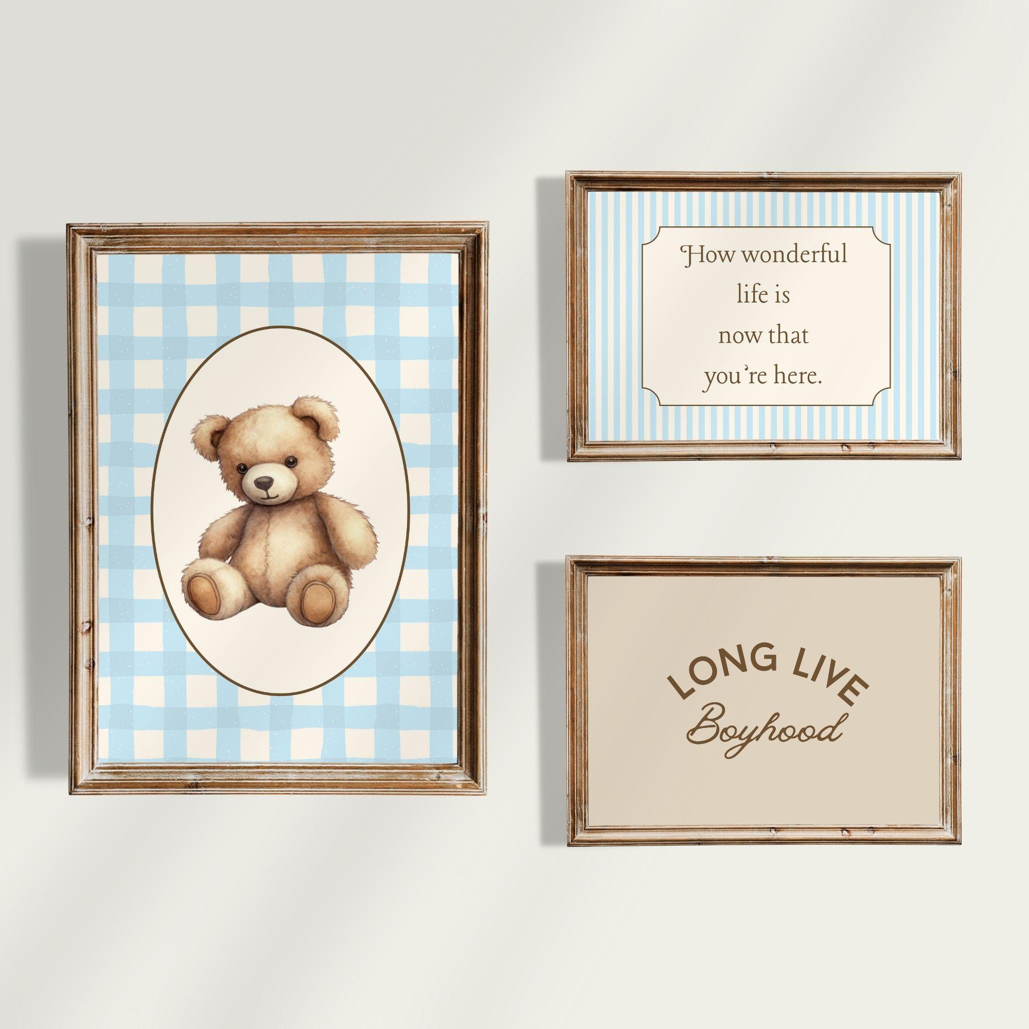 Boy Bear Nursery Gallery Wall, Bear Themed Bedroom, Vintage Teddy Bear ...