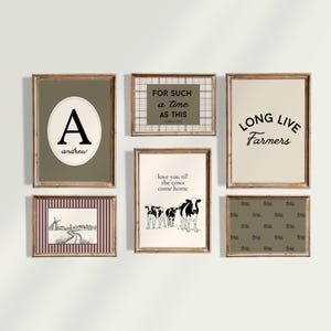Vintage Bauernhof Kinderzimmer & Kinder Galerie Wandkunst: Benutzerdefinierte Monogramm, Ackerland Skizze, Bibelvers, es lebe die Landwirte, Traktoren, Kühe, Zitat