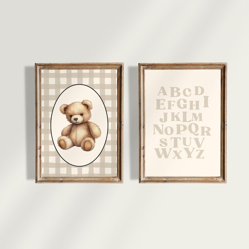 Boy Bear Nursery Gallery Wall, Bear Themed Bedroom, Vintage Teddy Bear ...