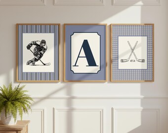 Vintage Hockey Nursery Wall Art Set Hockey Gallery Wall Boys Hockey Room Decor Modern Hockey Prints Hockey Nursery Decor Sports Bedroom