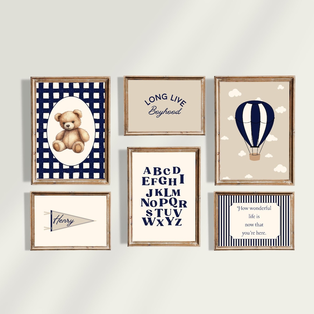 Boy Bear Nursery Gallery Wall, Bear Themed Bedroom, Vintage Teddy Bear ...