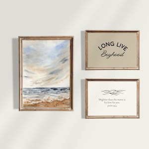 Vintage Boat Nursery and Kids Gallery Wall: Custom Name Pennant, Long Live Boyhood, Bible Verse Psalm 93, Ocean Waves, Sailboat, Fish image 3